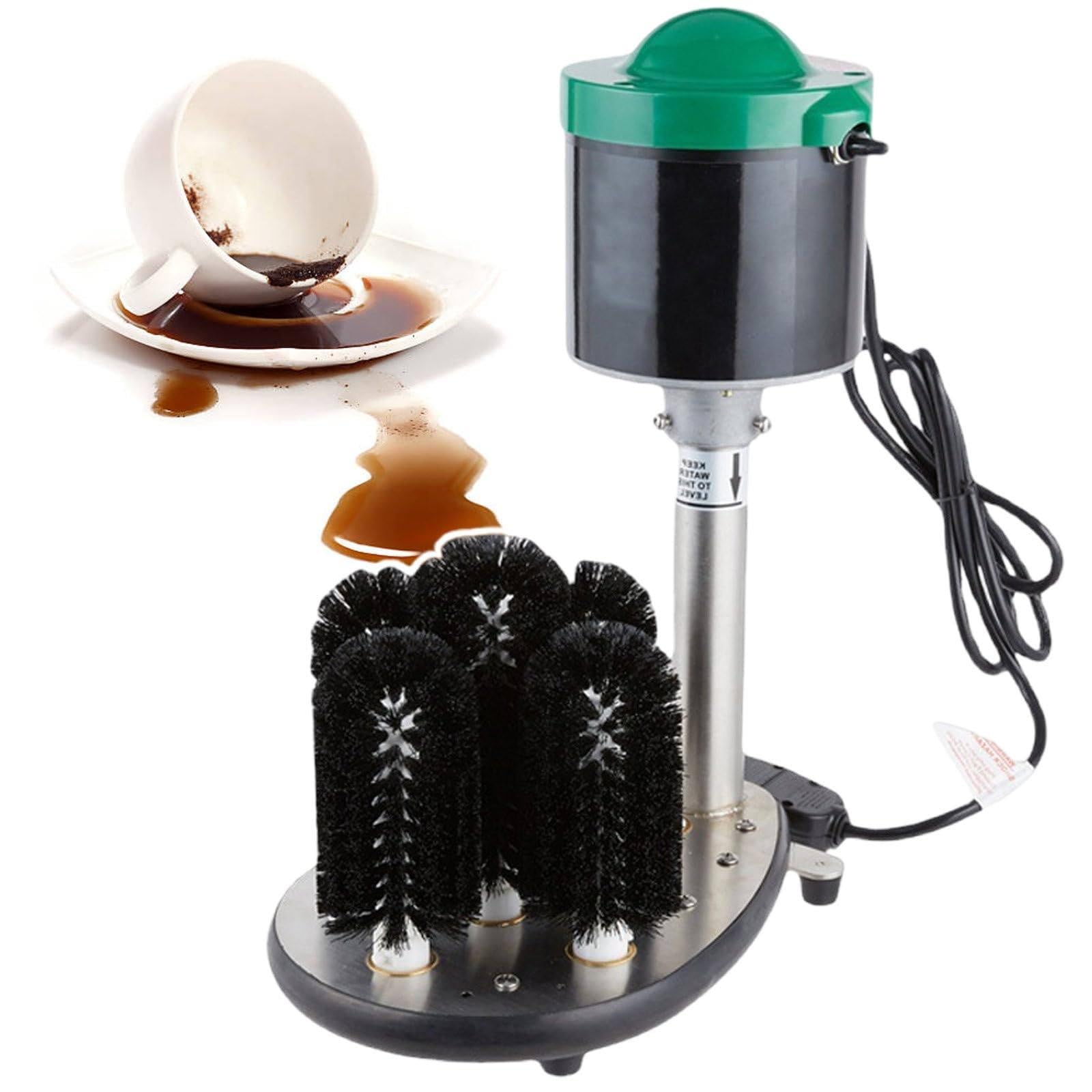 Lavabicchieri Professionale, Macchina elettrica a 5 spazzole e 240 Giri/min per la Pulizia di Bicchieri da Vino, Ideale per Bar, ristoranti e caffetterie - Lavabicchieri Professionale