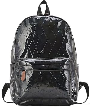 black holographic backpack