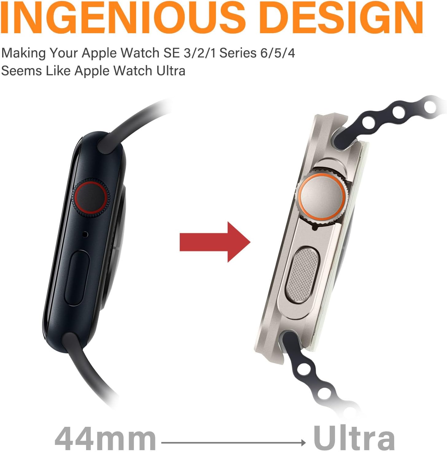 Bisikor 2 in 1 Metal Case Compatible with Apple Watch Series 6/Series 5/Series 4/SE 3/SE 2/SE 44mm Case, Rugged Protective Metal Bumper with Back Cover for iWatch 44mm, Natural Titanium