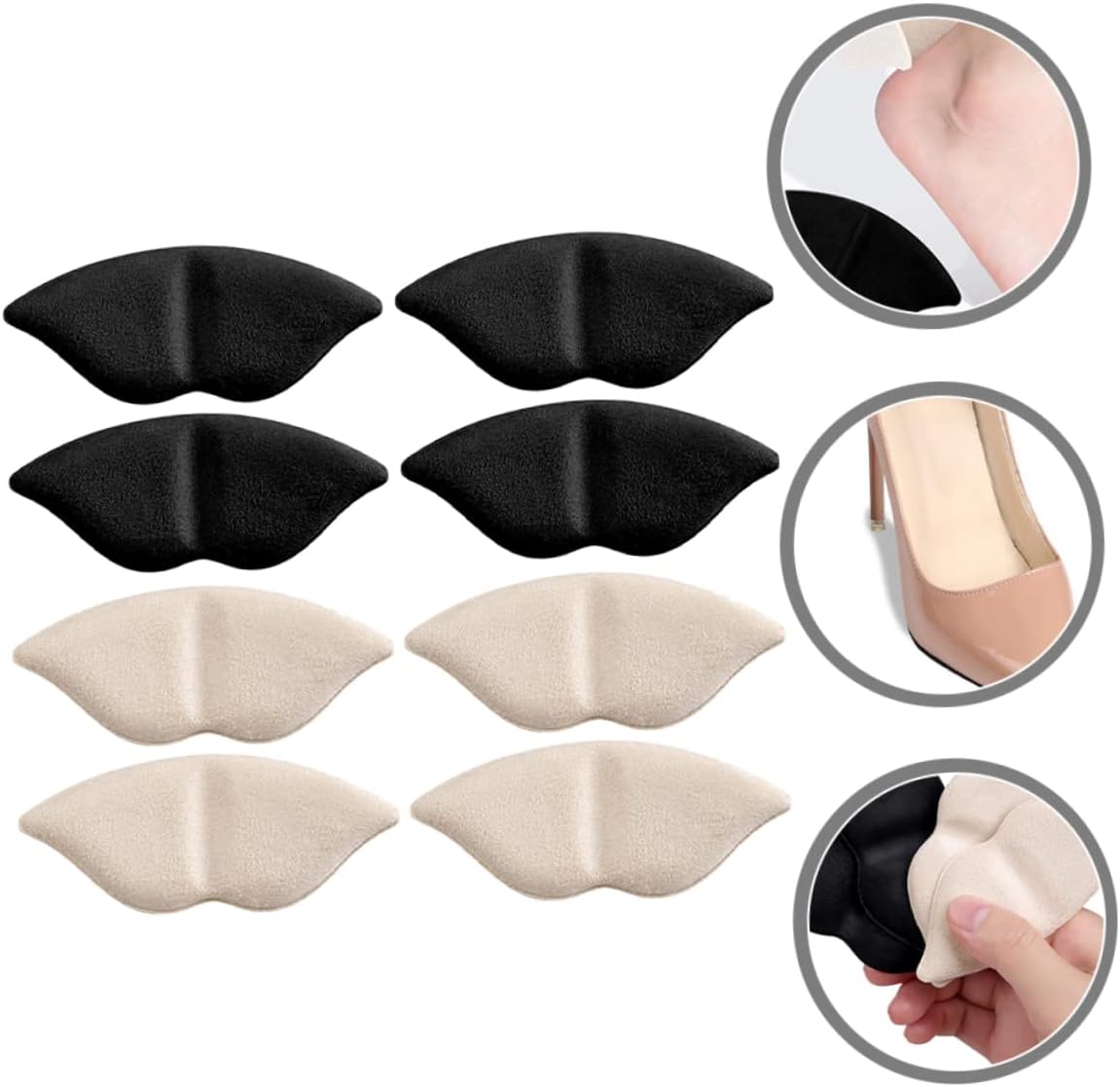 Gatuida 16pairs Lip-Shaped Heel Cushions Soft Back Heel Pads Wear-Resistant Grip Liners Sneakers and Sandals Comfort and Durability and Skin Tone