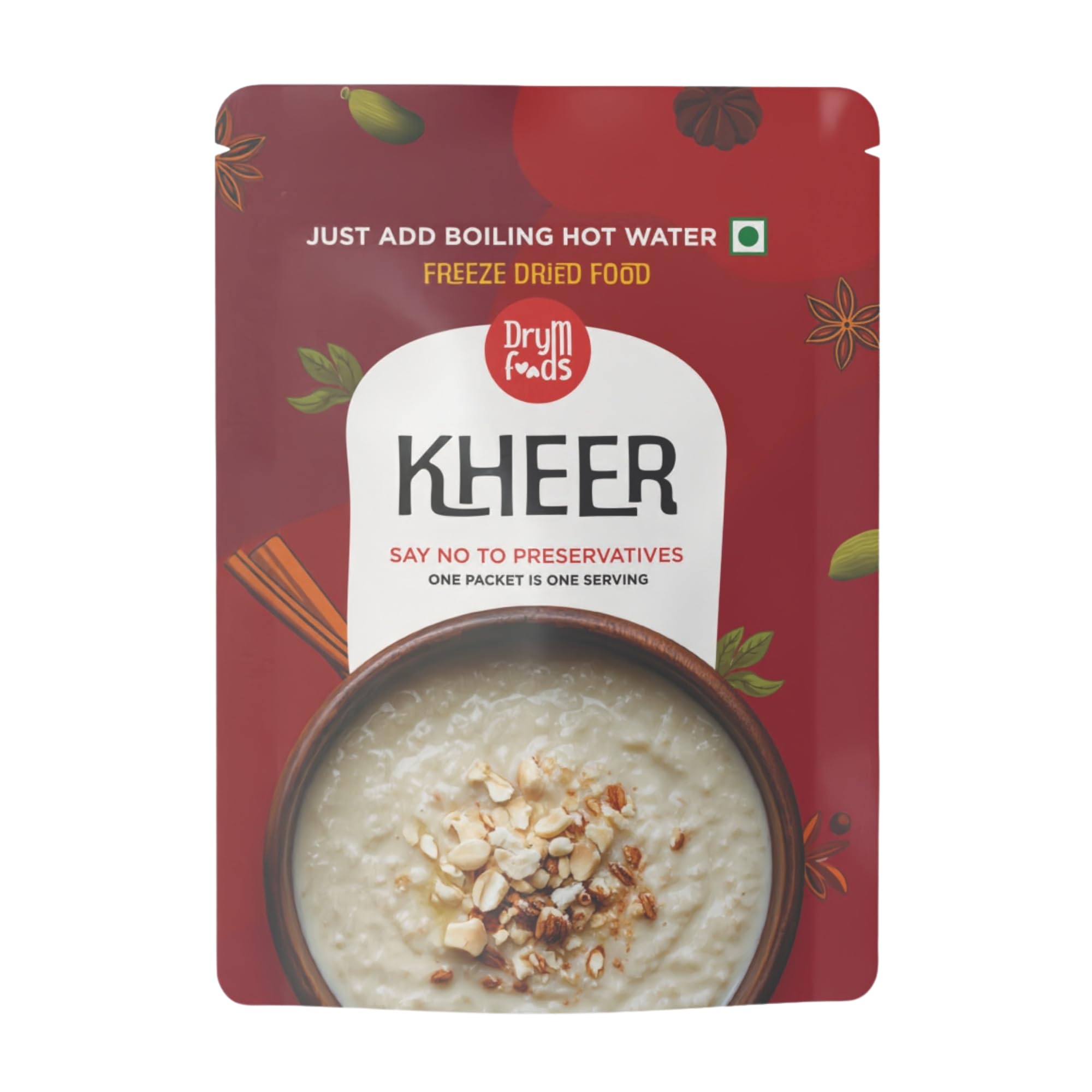DryM Foods Ready-to-Eat Kheer – Instant Rice Pudding, Traditional Dessert, Gluten-Free, 100% Natural, 250g