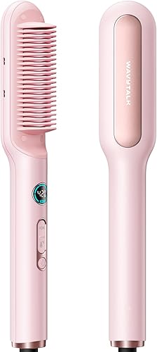 Miniatura 8 de Cepillo alisador de pelo Wavytalk, cepillo alisador iónico Sleek Sweep, peine alisador de cerámica antiquemaduras con pantalla LED para cabello Oro