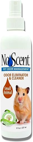 Limpiador de jaula de conejillos de indias para animales pequeños sin aroma, espray para olores de mascotas para hámster y conejo (8 onzas