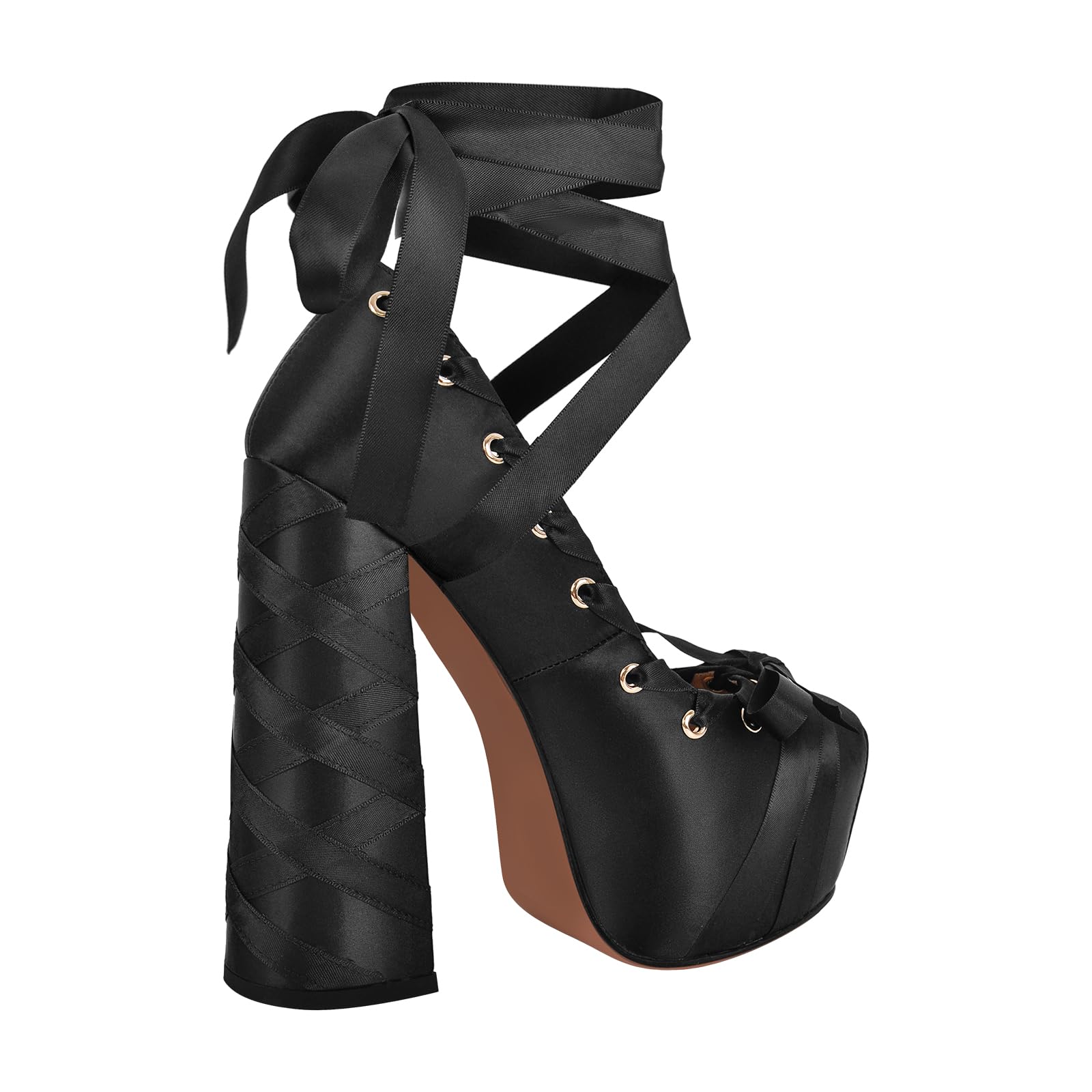 Platform Heels Chunky Bow Ribbon Pumps