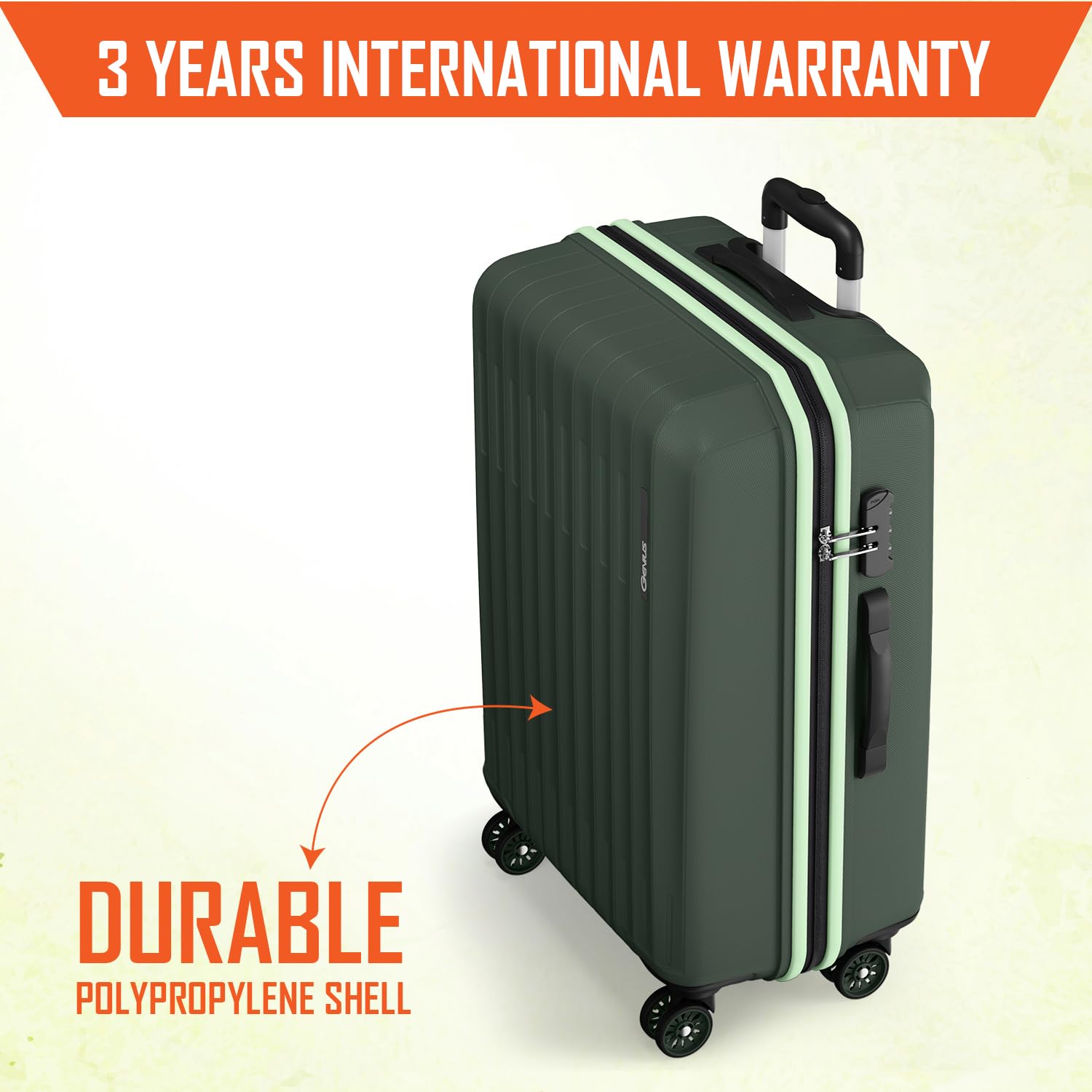 Safari Genius Alley 66cm Medium Check-in Trolley Bag Hard Case Polypropylene, 4 Spinner Wheels, 360 Degree Wheeling Luggage, Travel Bag, Suitcase for Travel, Trolley Bags for Travel, Deep Forrest — Amazon image 2
