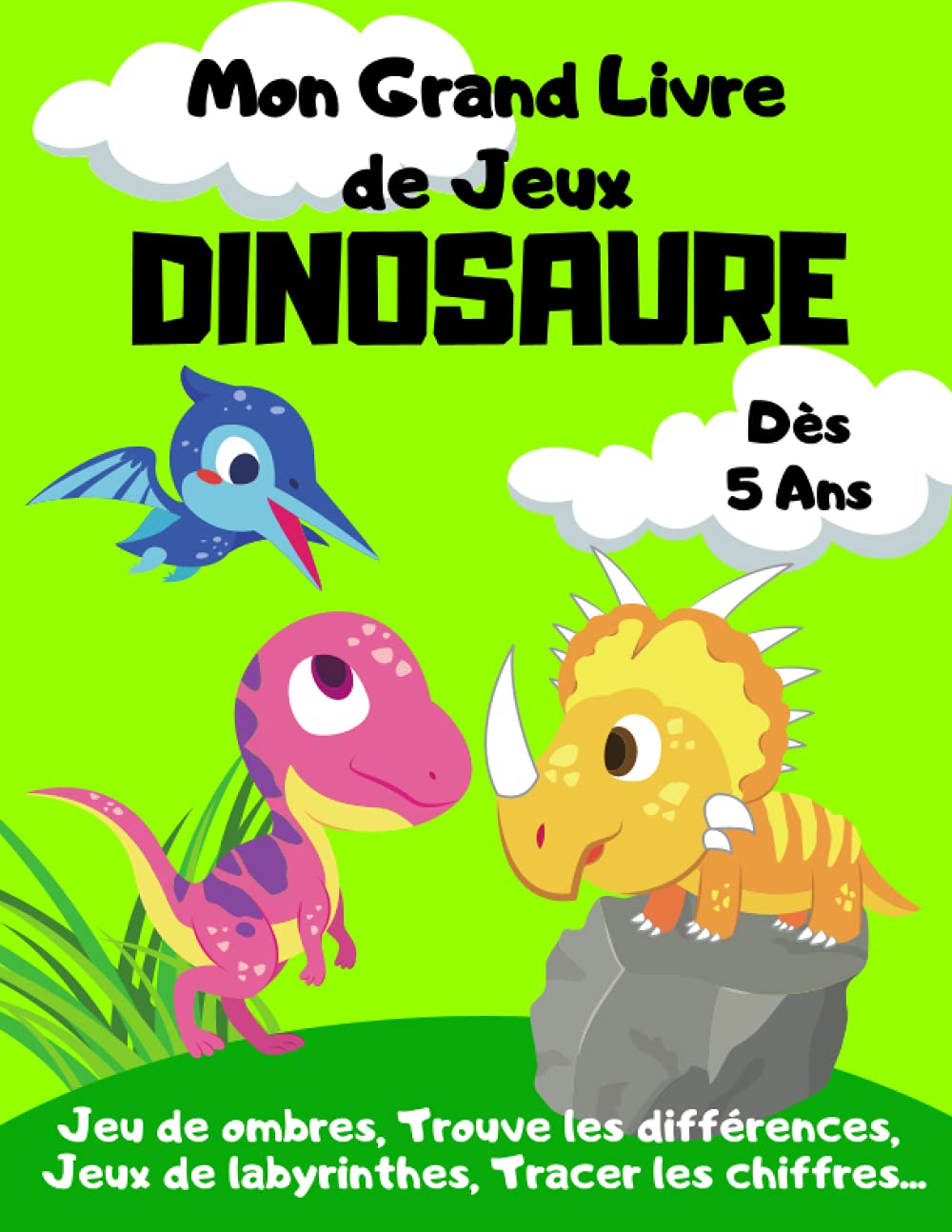 Buy Mon Grand Livre de Jeux Dinosaure de 5 Ans Jeu de ombres, Trouve les différences, Jeux de