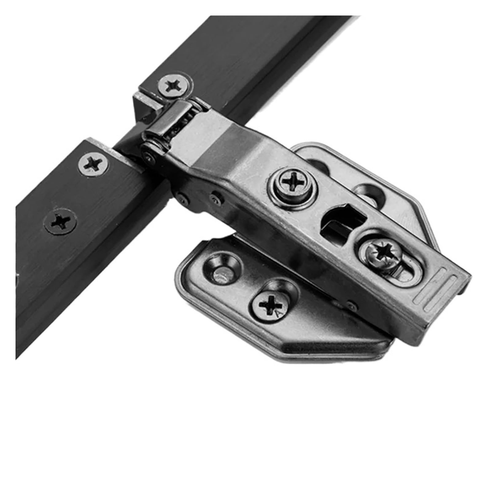 Metall-Aluminium-Rahmen, Glastürscharnier, Badezimmer, Küche, Weinschrank, Schuhschrank, Bücherregal, Display, Make-up, Schranktürscharniere(Silver Half Overlay)