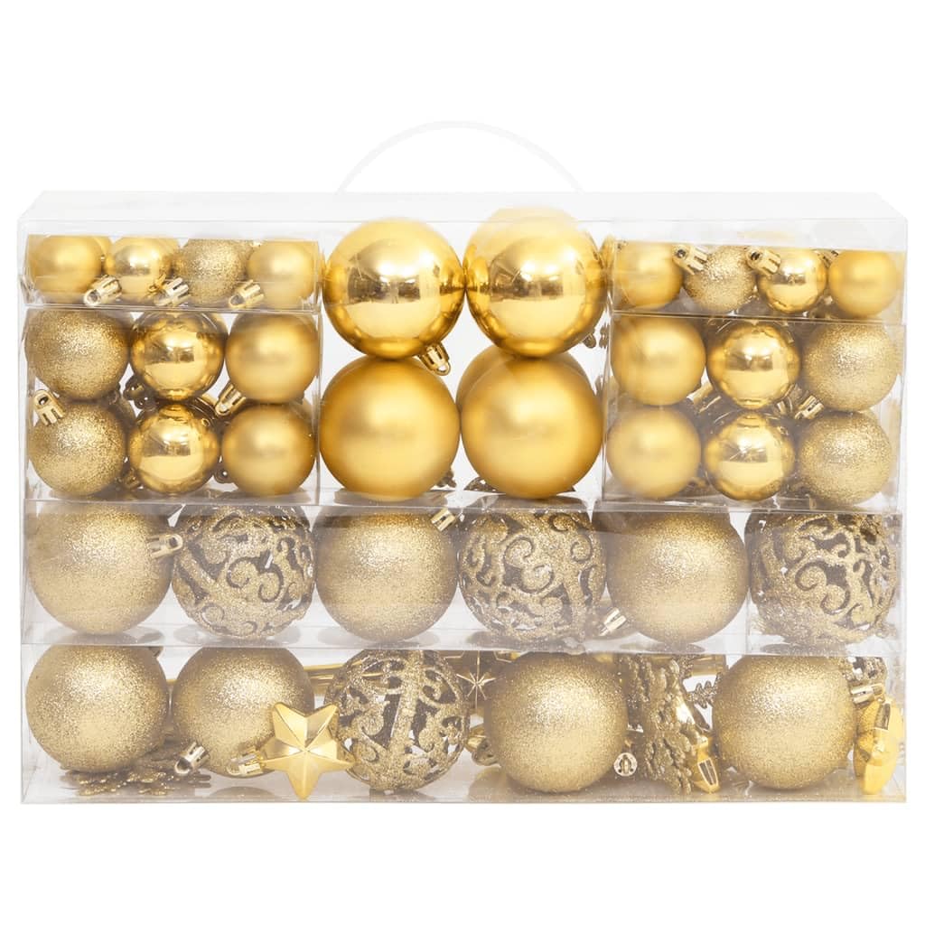 Juego de Bolas de Navidad 111 pzas poliestireno Dorado Bolas Arbol Navidad