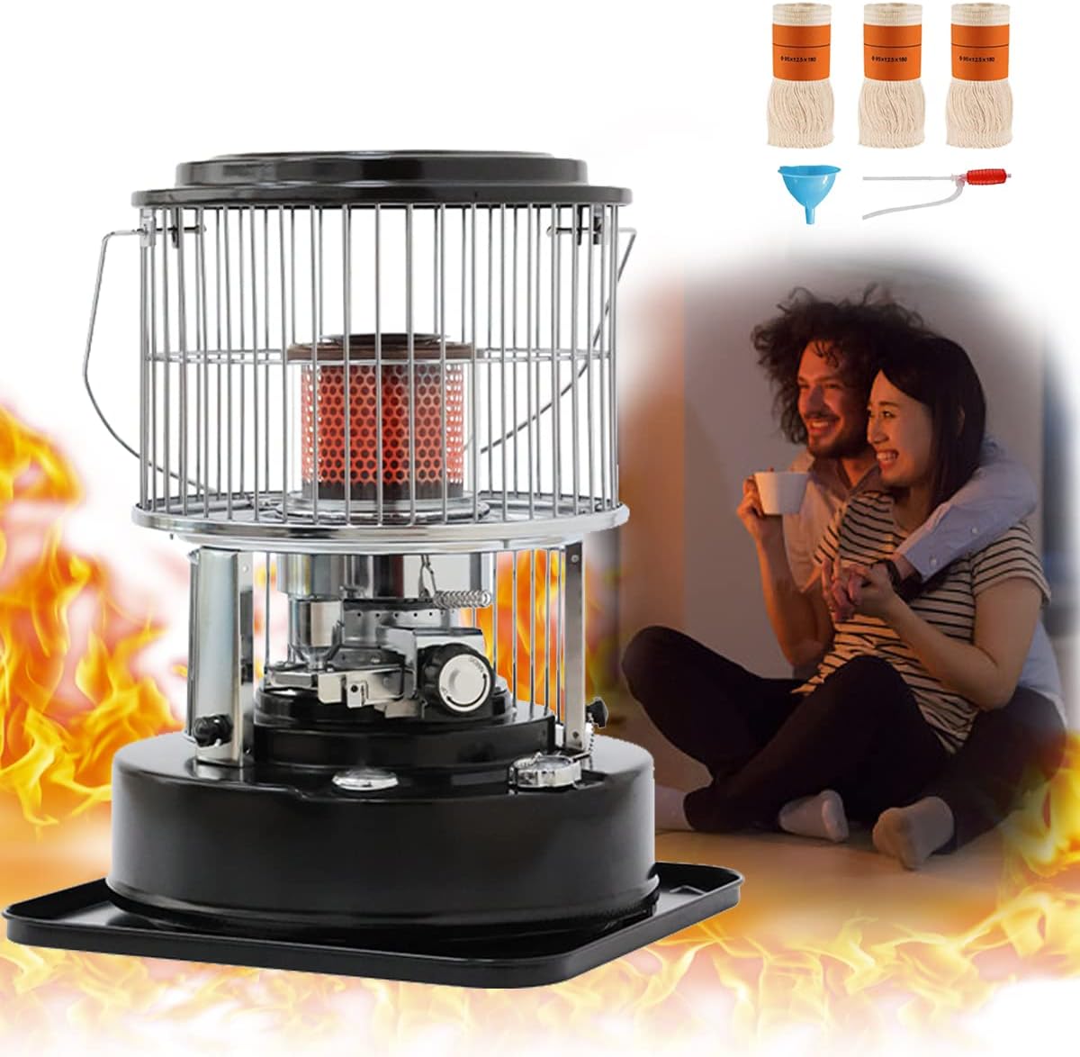 Kerosene Stove Heater for Indoor Camping, Adjustable Flame and Kerosene