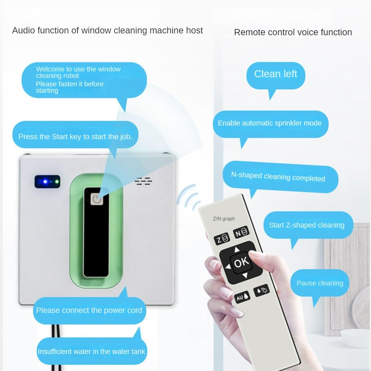Aspiradora Eléctrica para Ventanas con Control Remoto Y Detección Inteligente De Bordes para Una Limpieza Profunda De Ventanas, Azulejos Y Baños.