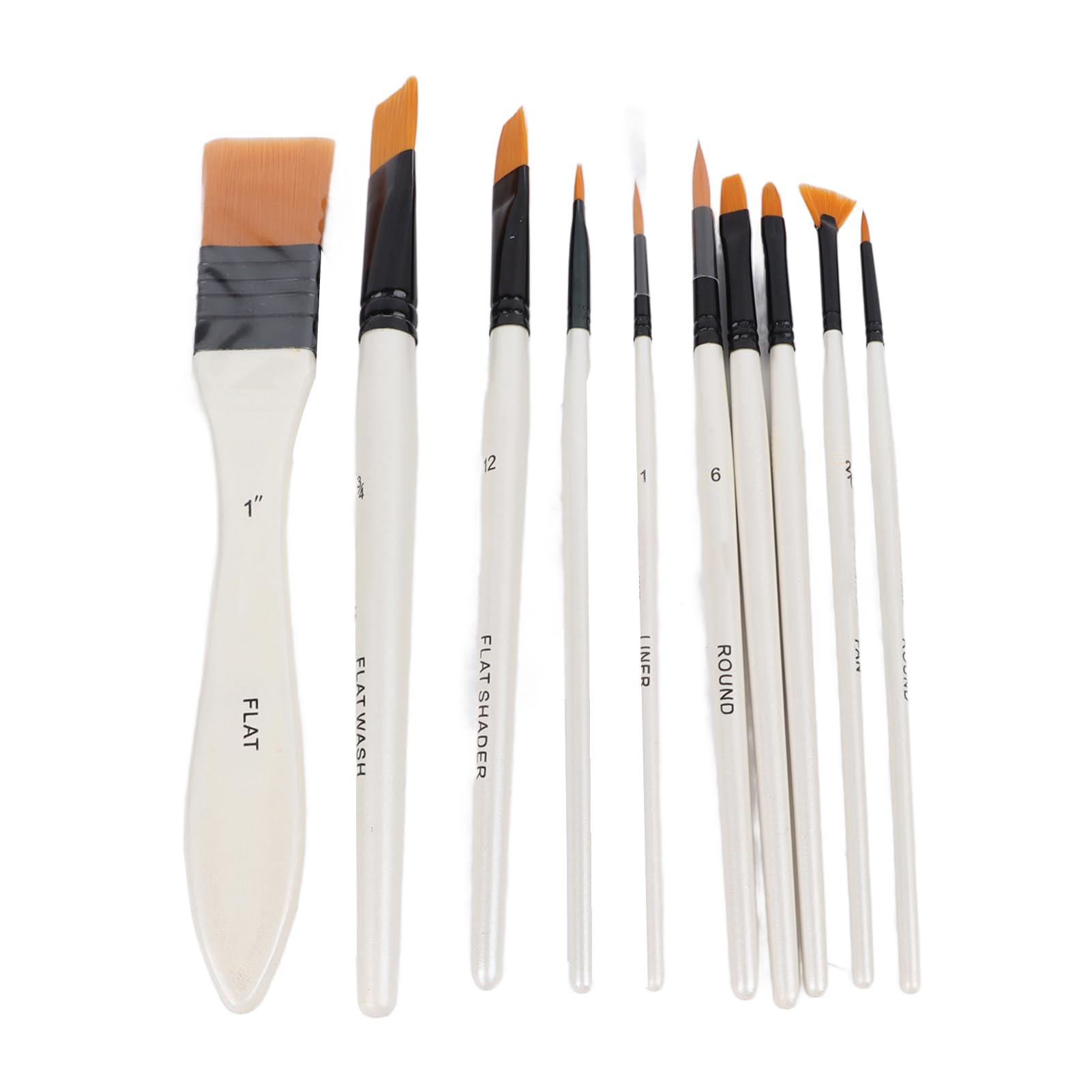 EMUKOEP Juego de Pinceles de Pintura para Artista Profesional, 10 Uds., para Gouache, Pintura Al óleo, Tamaño Marcado, Bolsa de Almacenamiento Incluida, Material: Madera, Lienzo