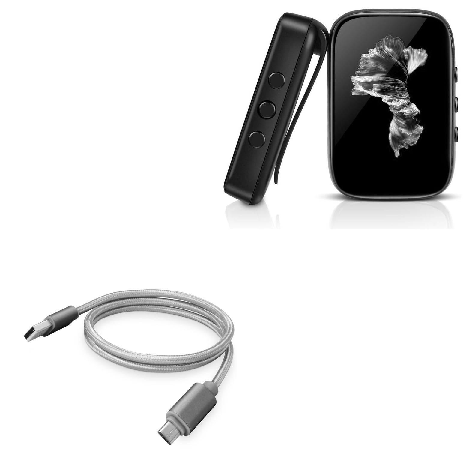 BoxWave Cable Compatible with QNGEE S5 Portable MP3 Player - Micro USB DuraCable, Braided Micro USB Charging Cable - Space Grey