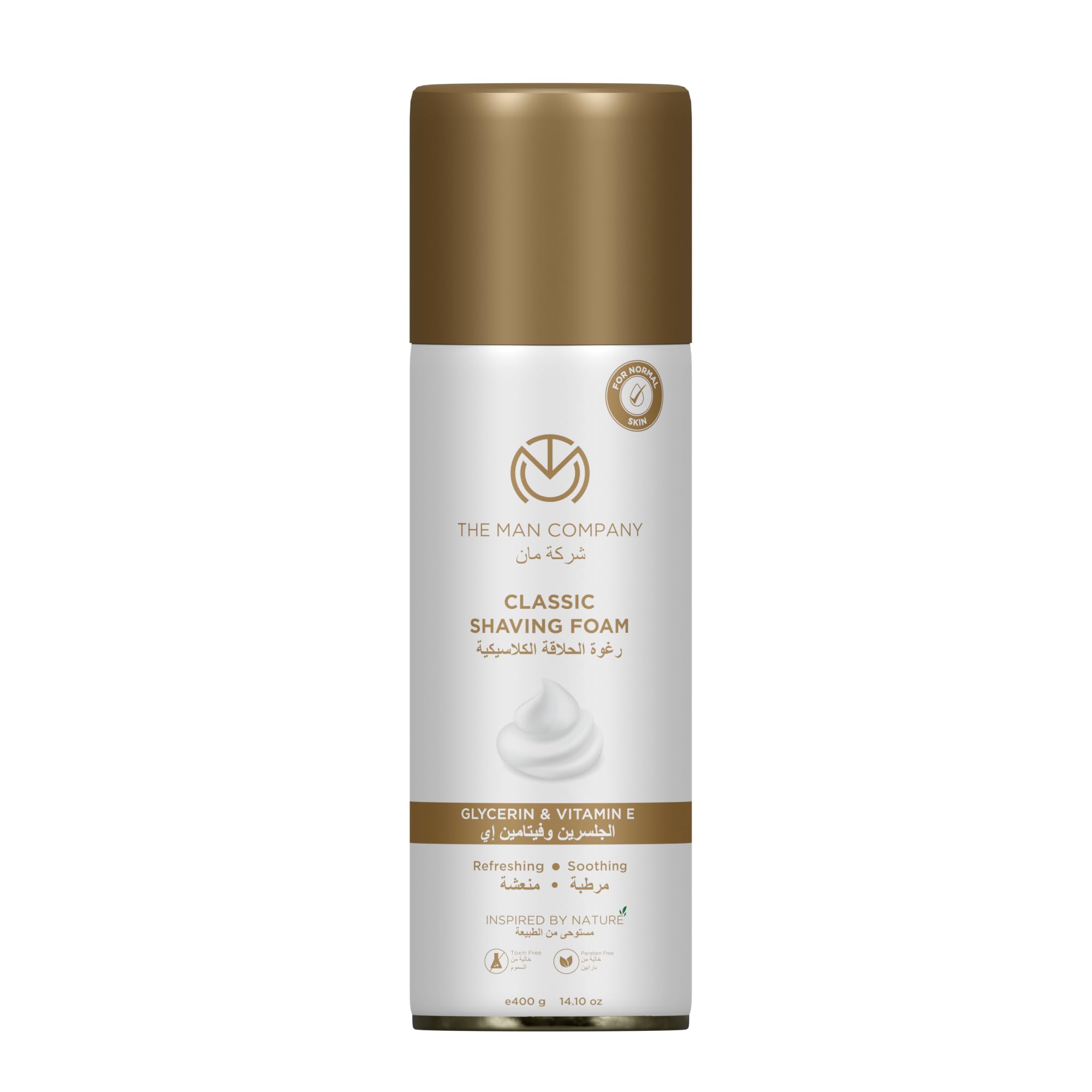 The Man CompanyClassic Shaving Foam For Men to Prevent Cuts & Burns - 400gm | Goodness of Aloevera, Glycerine & Vitamin E | Anti Inflammatory, Anti Bacterial, All Skin Types