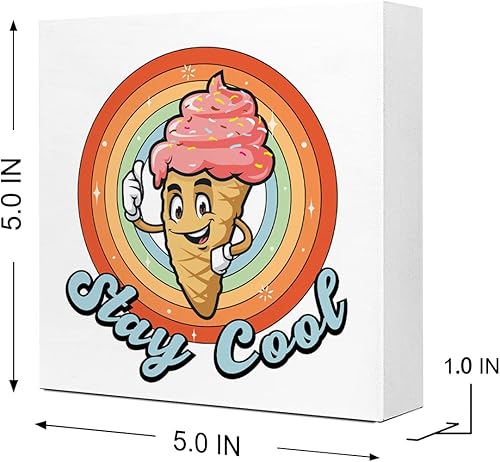 Miniatura 2 de Divertida decoración de verano, letrero de madera con helado de arcoíris, decoración de escritorio de verano, decoraciones de verano para decoración