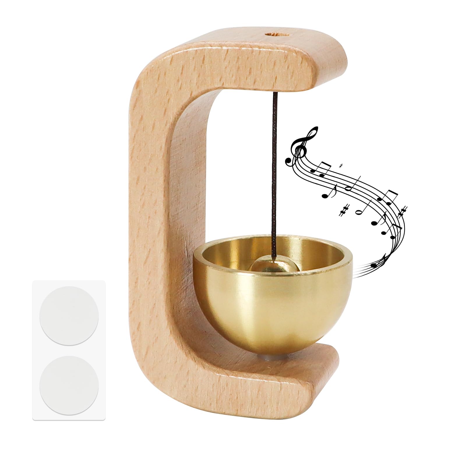 Magnetic Shopkeepers Bell, Decorative Wooden Chime with Brass Bell,with Self-Adhesive for Front Porch, Wall, Garden, Shop, Housewarming Gift, C Shape-image-19