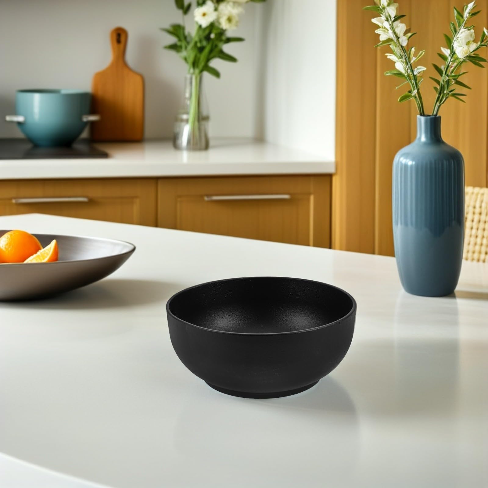 IMIKEYA Bol de Riz Coréen en Fer Noir 17x17x7, 7cm Cuisine | Chauffe Rapide, Passe au Lave-vaisselle, Format 6, 69x6, 69x3, 03 Po, Usage Polyvalent