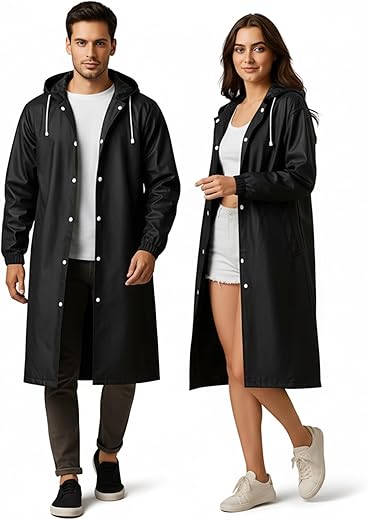 HACER EVA Waterproof Unisex Rain Coat Hooded Full Sleeves Outdoor Men, Women, Boys &amp; Girls Rainwear Poncho Raincoat for Ca