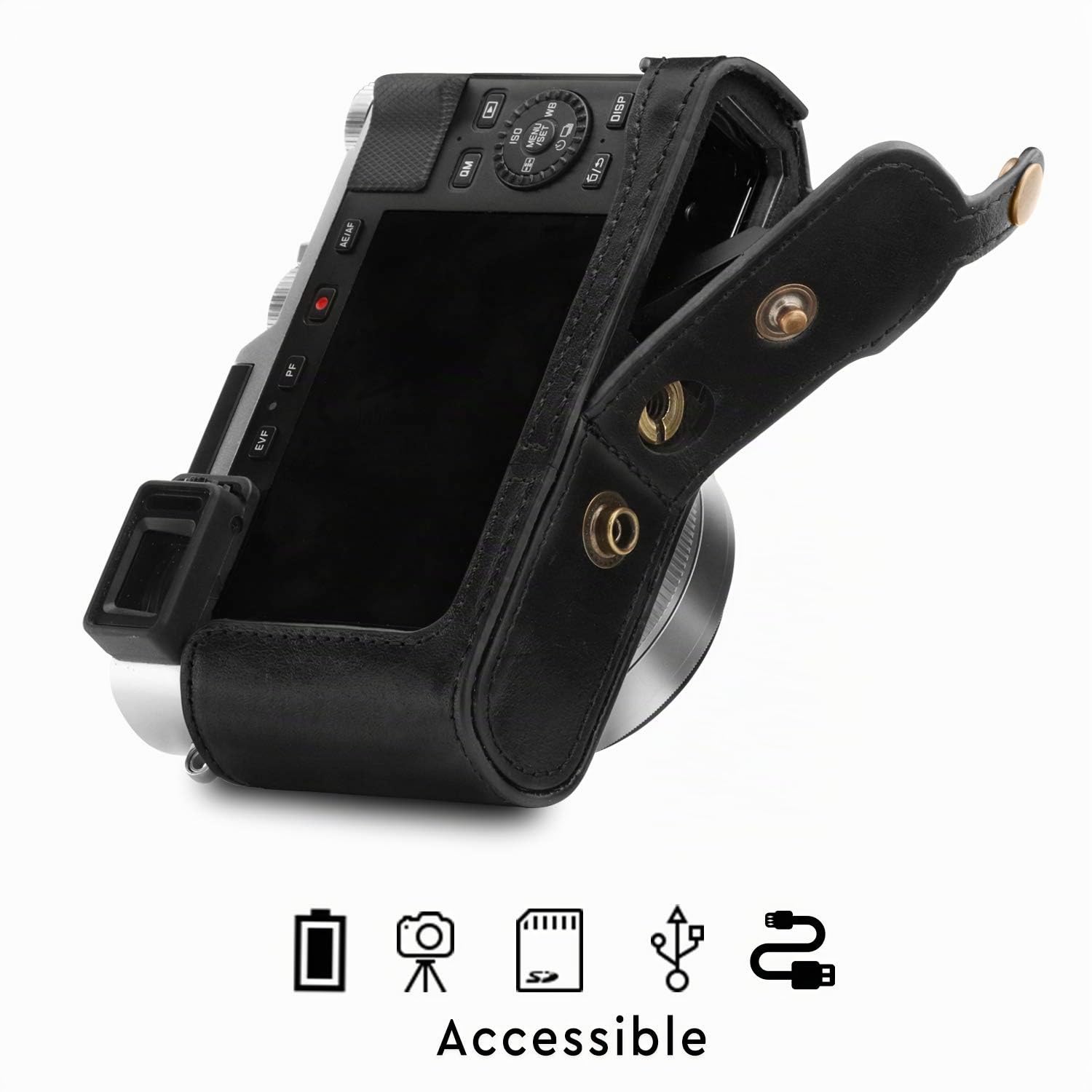 MegaGear Ever Ready Étui en Cuir véritable Compatible avec Leica D-Lux 7