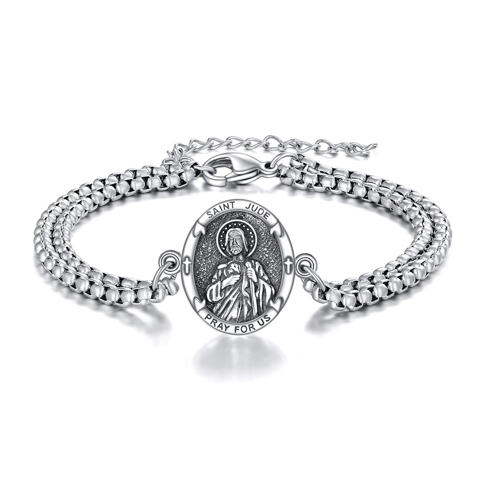 LWQQWL Patron Saint Bracelet for Women Men 925 Sterling Silver Religious Bracelet Jewelry Gifts