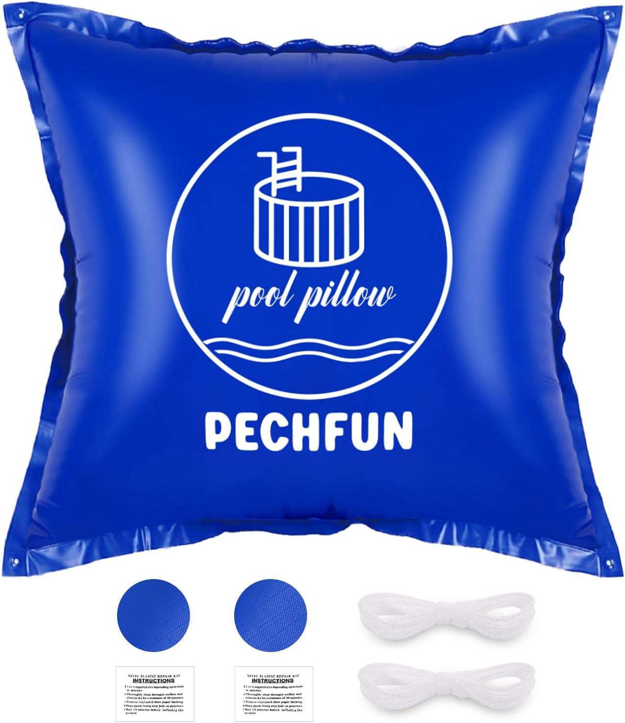 Pool Pillows for Above Ground Pools - 4 x 4 ft Pool Air Pillow for Winterizing Closing, Swimming Pools Winter Protection for Cold-Resistant, Inflatable Cover Pillow with Ropes (2 Pack)