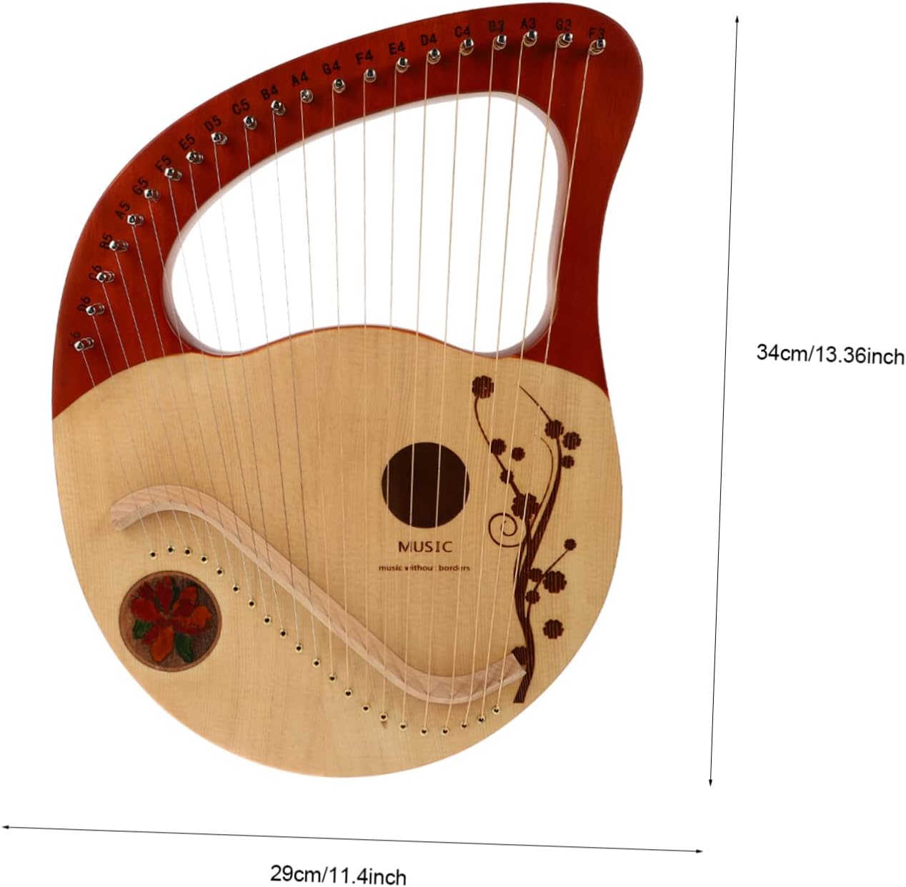21 String Lyre Harp Spruce Wooden Instrument for Boys and Girls, Portable image 2