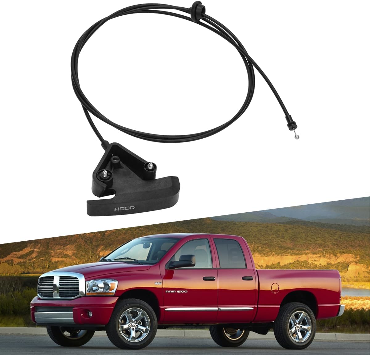 912-201 Hood Latch Release Cable with Handle Assembly Compatible with 2006-2010 Dodge Ram 1500/2500/3500/4500/5500, Hood Cable Replaces OEM # 55364471AA