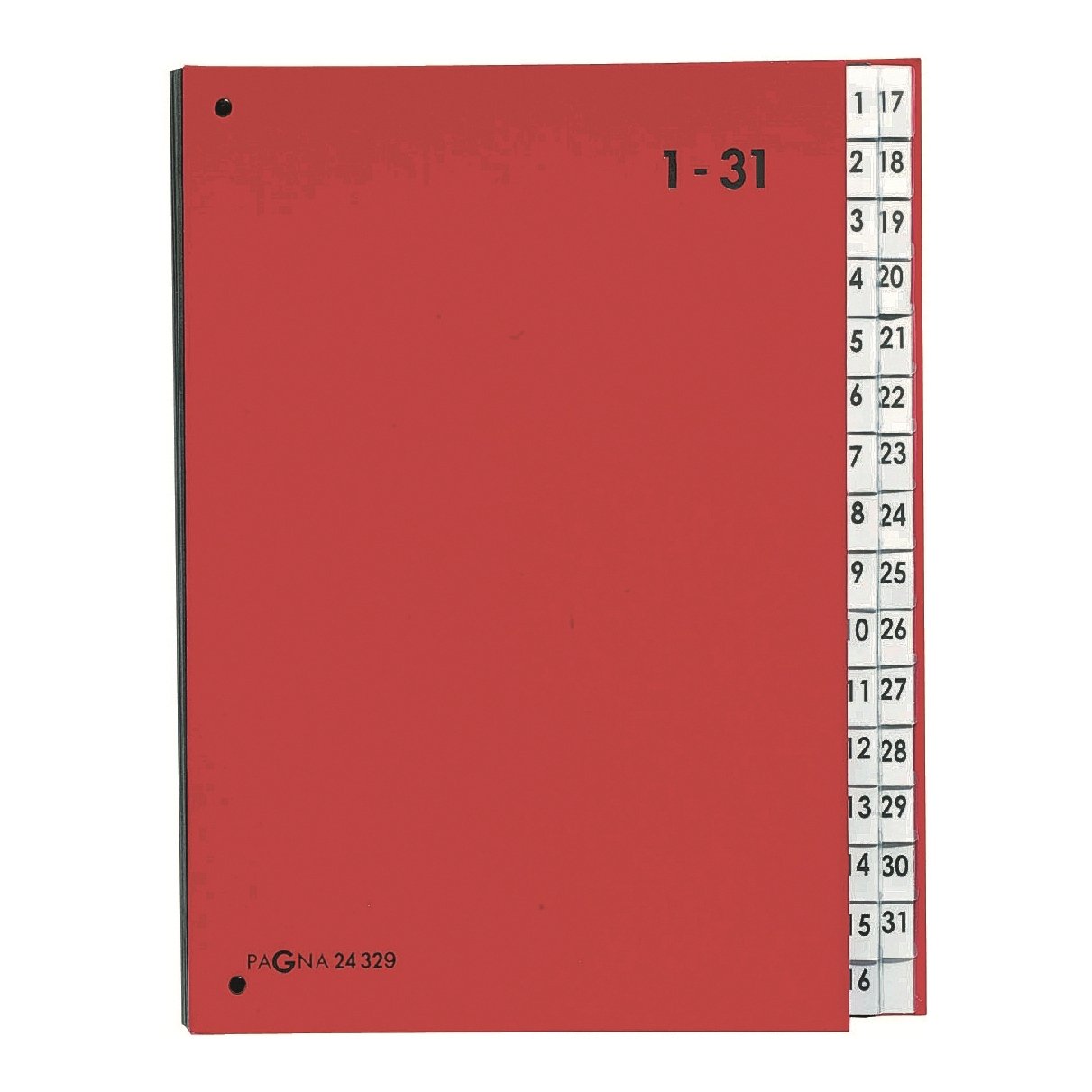 Pagna 24329-01 Desk Organiser 1-31 Coloured Cover 32-Piece Red