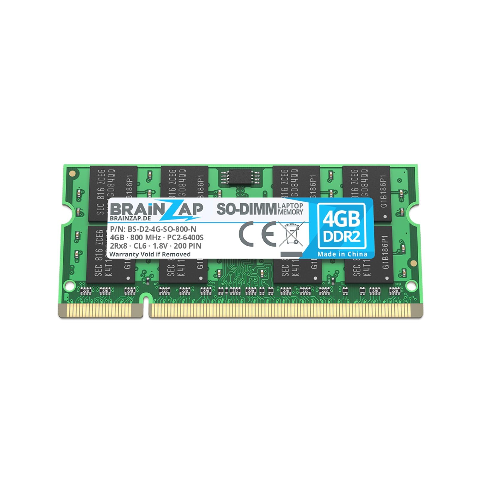 BRAINZAP 4GB DDR2 800MHz PC2-6400S SO-DIMM CL6 2Rx8 1.8V Unbuffered Non-ECC RAM memoria per notebook laptop Modulo di memoria Memory