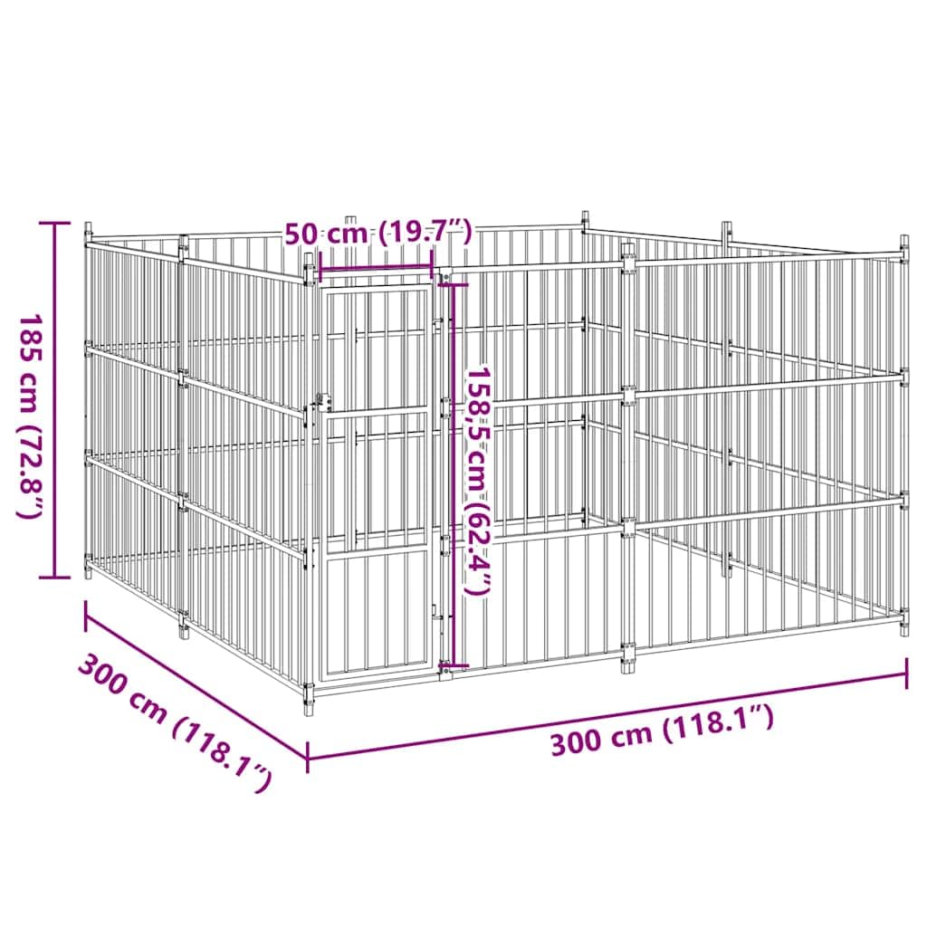 Perrera para perros de acero para exteriores, 300 × 300 × 185 cm, con cerradura, plegable y portátil, seguro para cachorros y perros, ideal para jardín, terraza, patio y uso en interiores