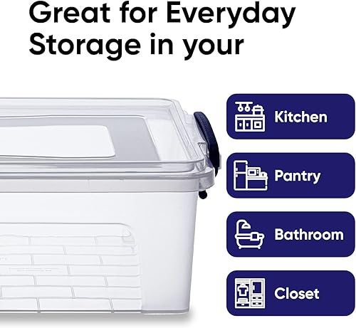 Miniatura 5 de Superio Cajas de almacenamiento transparentes con tapas, contenedores de plástico para organizar, cajas apilables, contenedores organizadores de