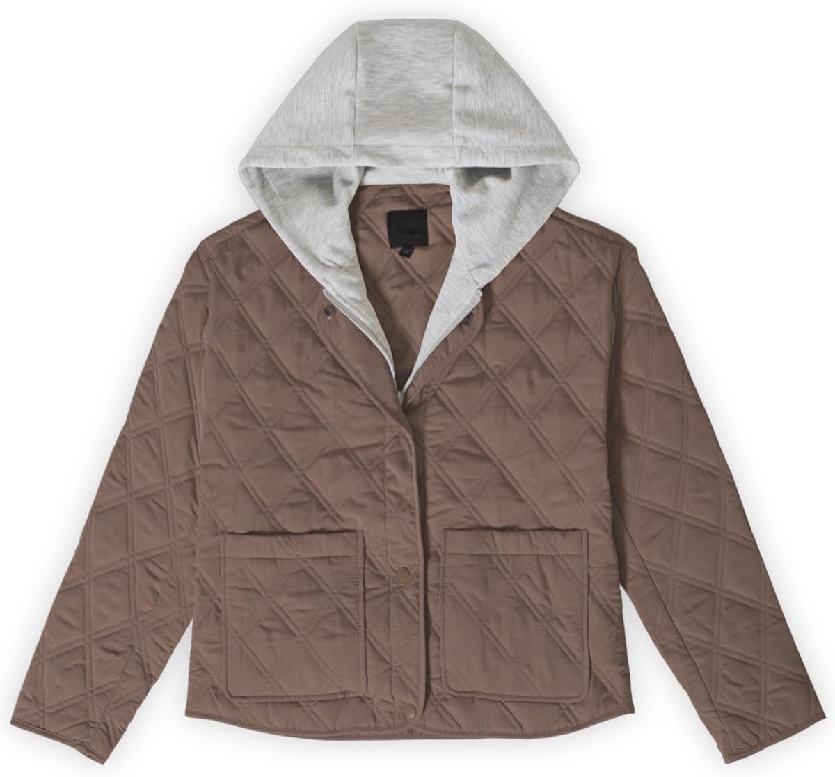 Design by Olivia Women's Contrast Hoodie Quilted Jacket Lightweight Casual Padded Outerwear Coat - Image 4