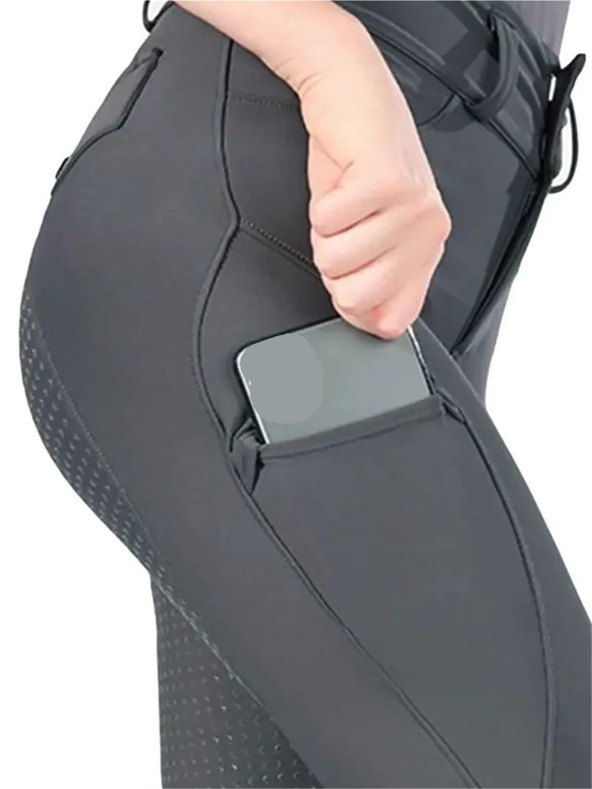 Pantalones Montar a Caballo Mujer Pantalones de equitación con Cremallera y Botones for Mujer, Mallas ecuestres, Deportivas competición(Black,L)