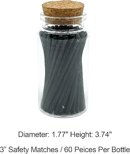 Miniatura 3 de Cerillas de seguridad en frasco, tarro de vidrio Strike On Bottle de 3 pulgadas (carbón)