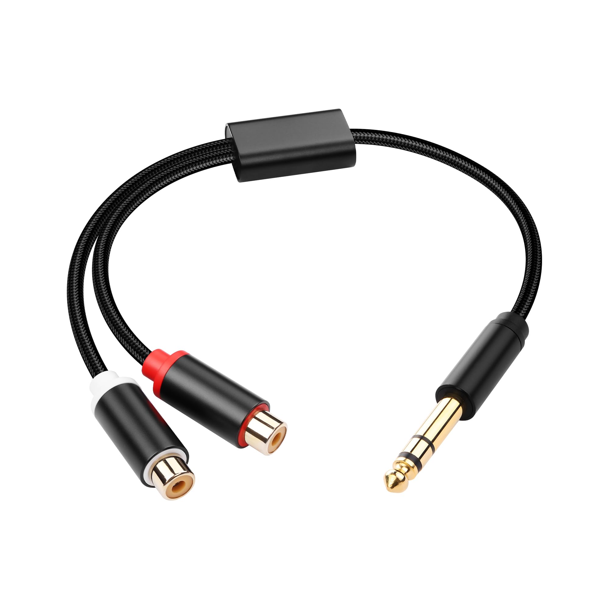 PNGKNYOCN 1/4" to 2RCA Y Splitter Cable，6.35mm TRS Male to Dual RCA Female Stereo Audio Splitter Cable for Guitars，Speaker,Home Stereo Systems（14Inch）