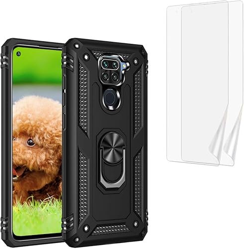 YaHan - Funda rígida para Xiaomi Redmi Note 9, anillo giratorio de 360 grados, resistente a los golpes, doble capa, con protector de pantalla de