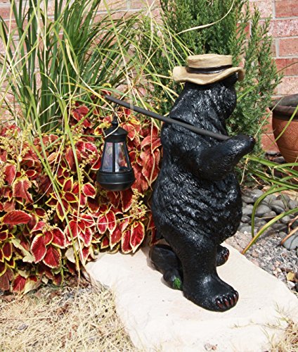 Ebros Whimsical Rustic Forest Outdoor Hiking Black Bear Statue With Solar Led Light Lantern Lamp Guest Greeter Home Decor Collectible Sculpture For Cabin Lodge Nature Lovers Camping Bears (1 Piece) #TOP3