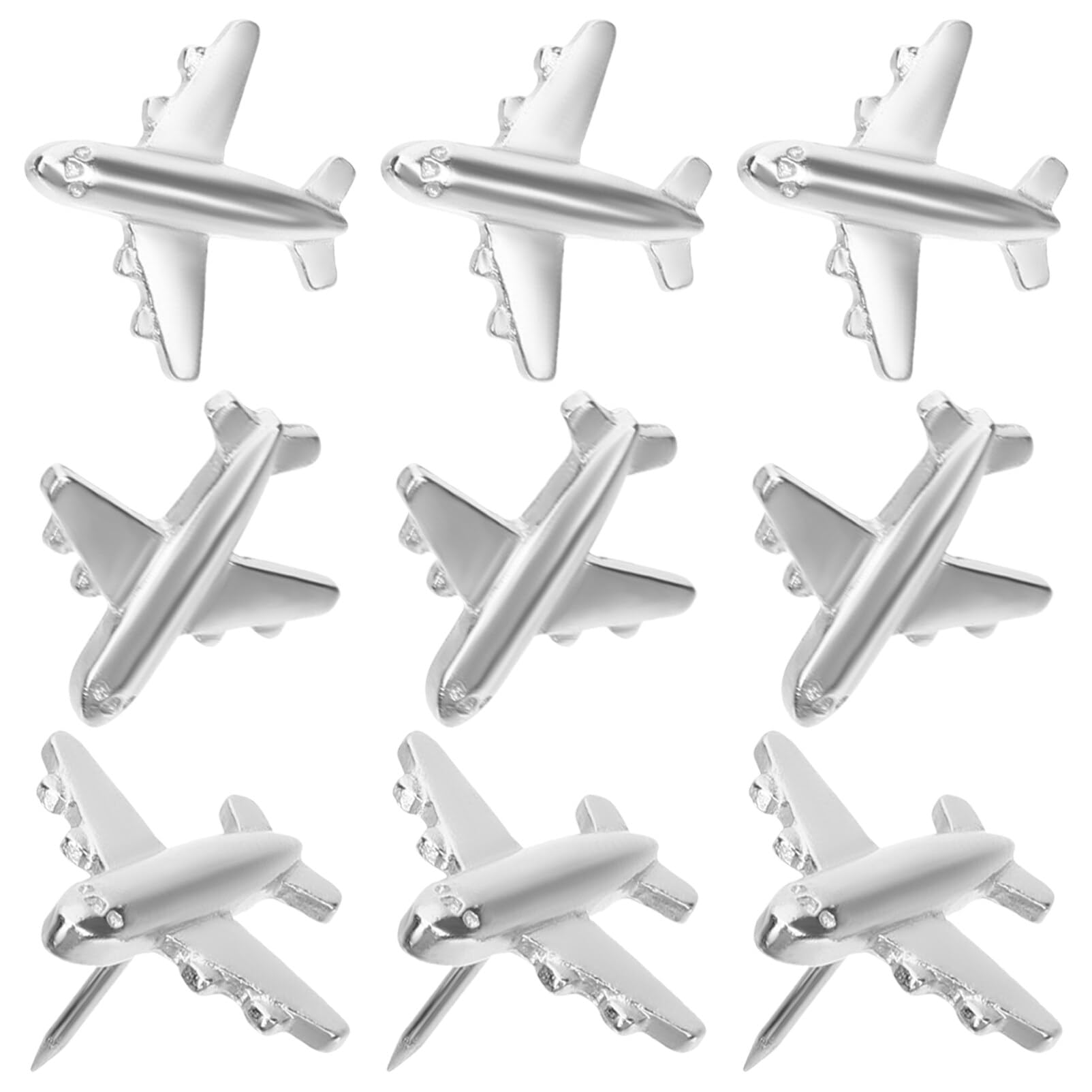 Puntine Aereo in Metallo 12 Pezzi Argento per Bacheca