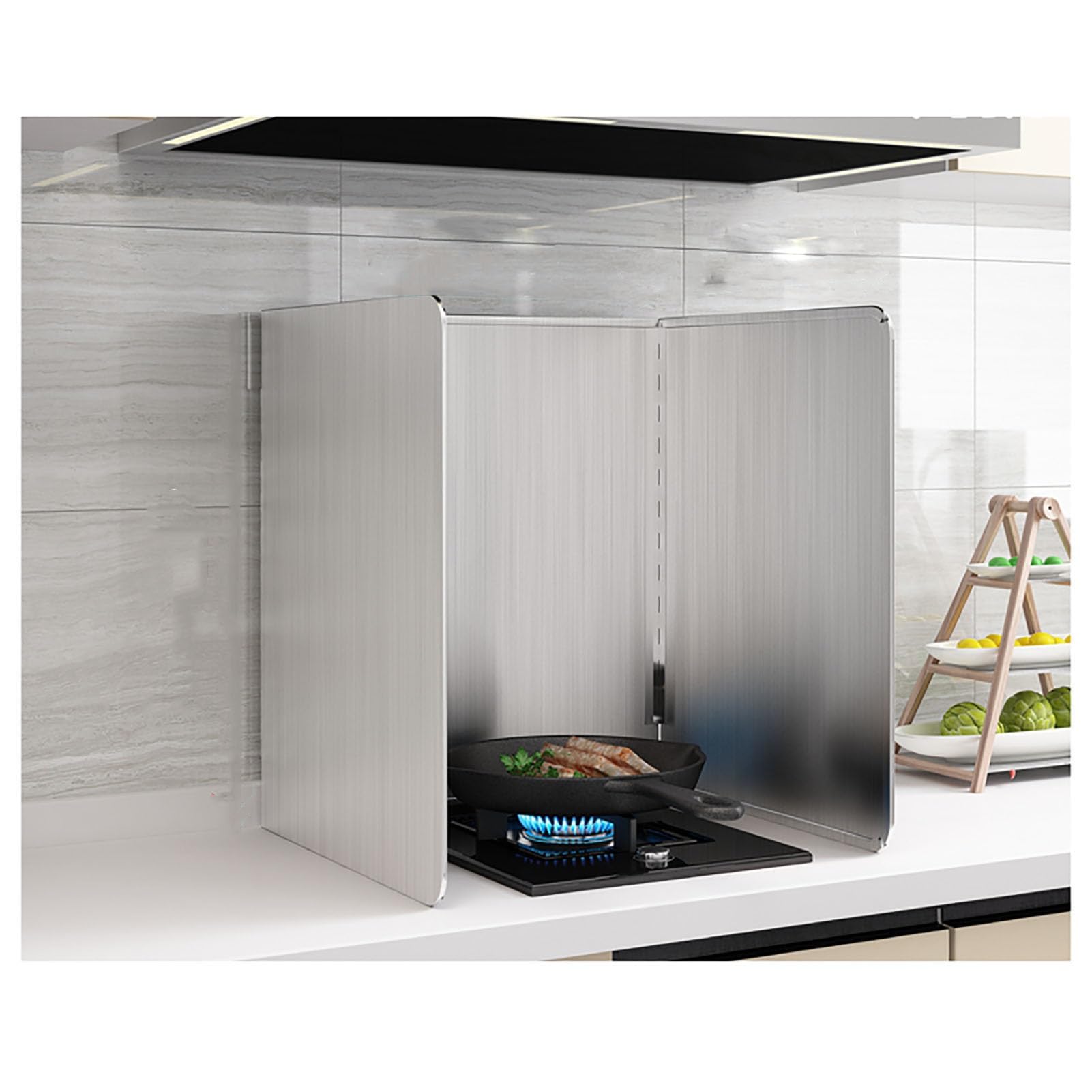 Genérico Protector antigrasa de Acero Inoxidable - Pantalla antisalpicaduras Plegable, Gruesa y Resistente al Calor para encimera, de 3 Lados, 40x80x40 cm, Protector de Campana extractora con aislami