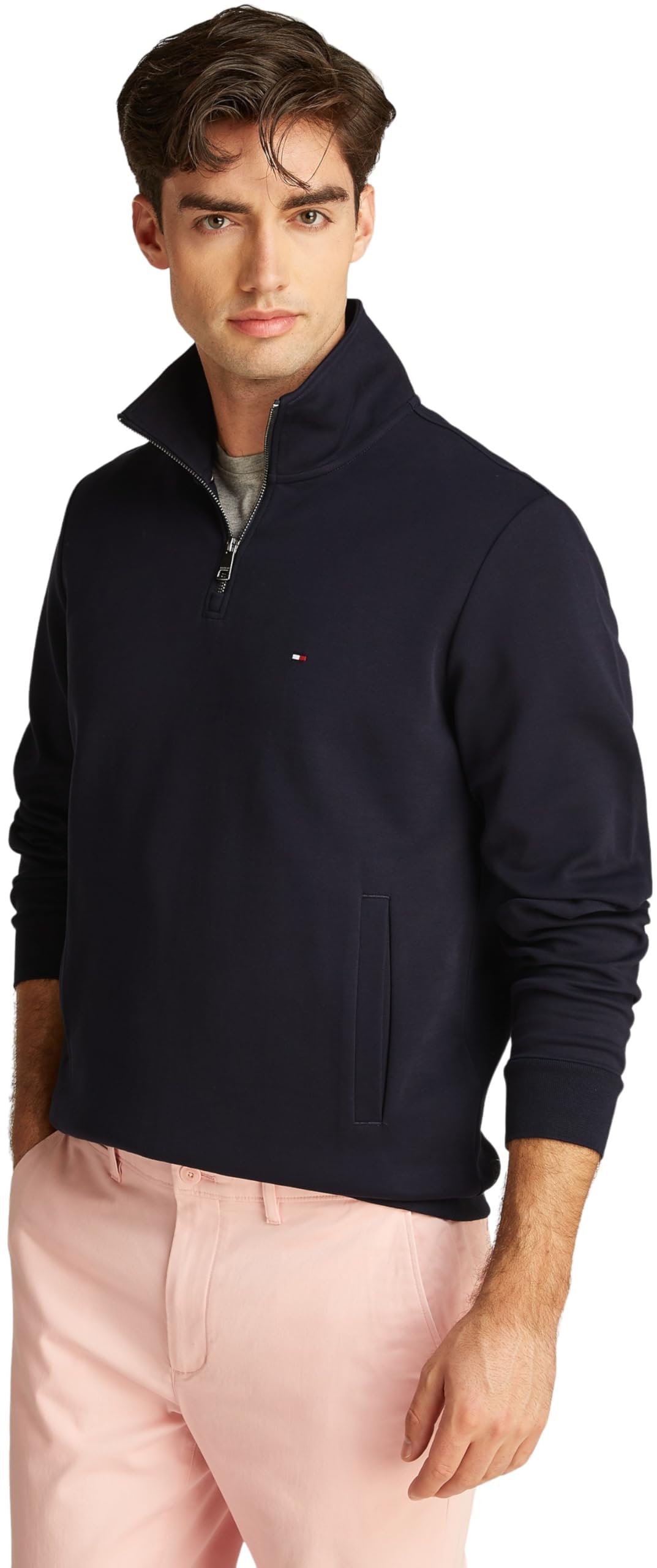 Tommy Hilfiger Men's Navy Essential Intechno Quarter-Zip Jumper - Desert Sky - M