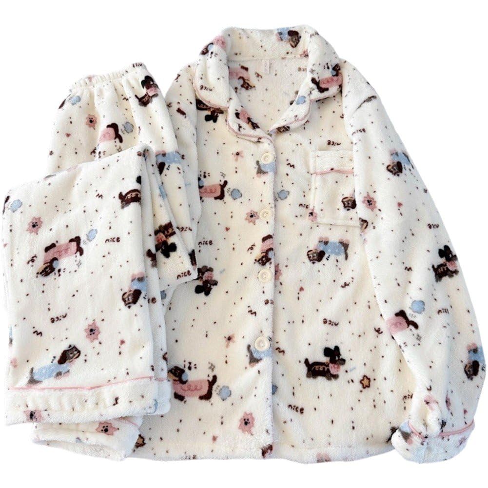 Pyjama teckel femme ensemble hiver vêtement d'intérieur ample