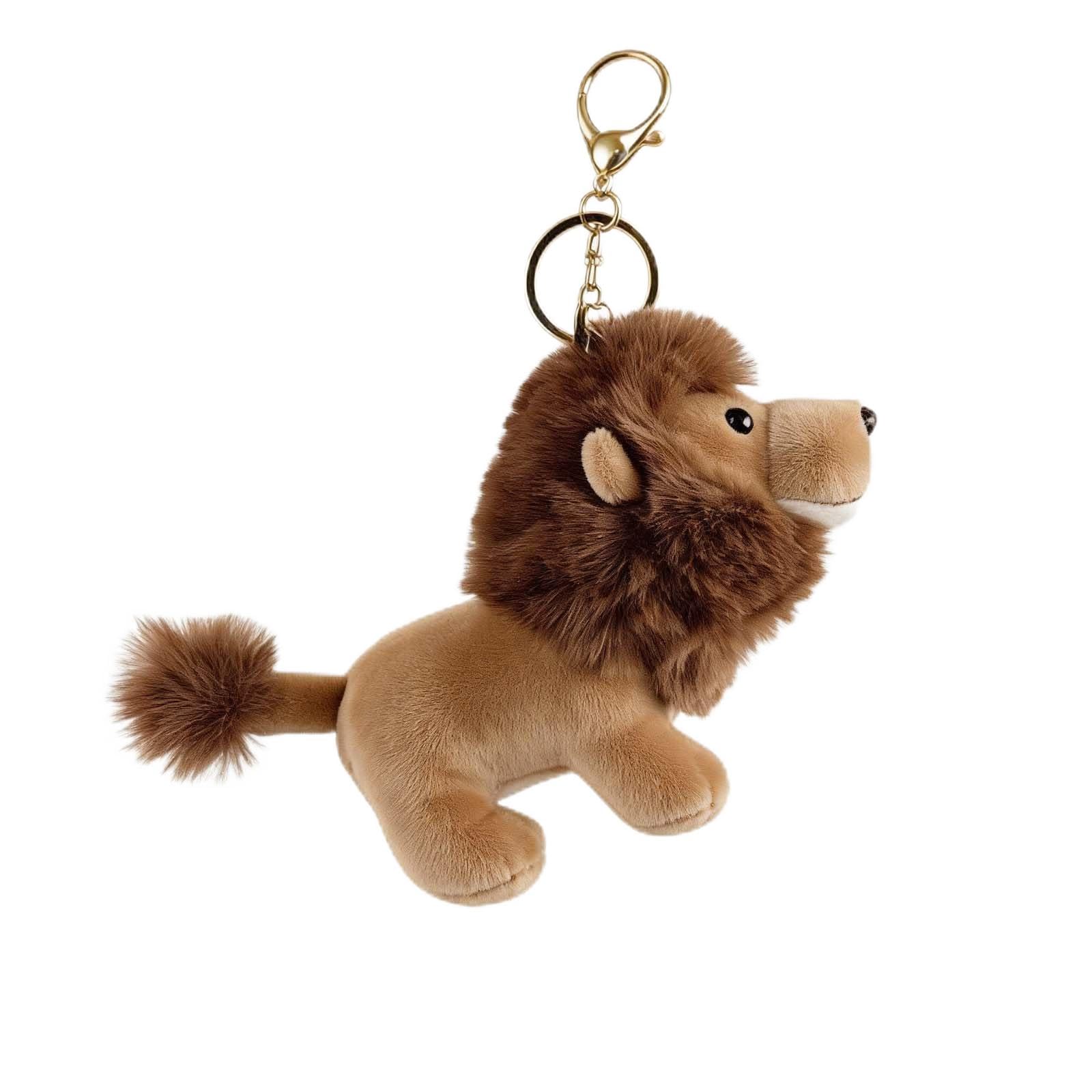 Litwlly Women's Brown Lion Plush Keychain Cute 3.9" Inch Lion Bag Purse Charms Soft Backpacks Keyring Accessories For (Brown)