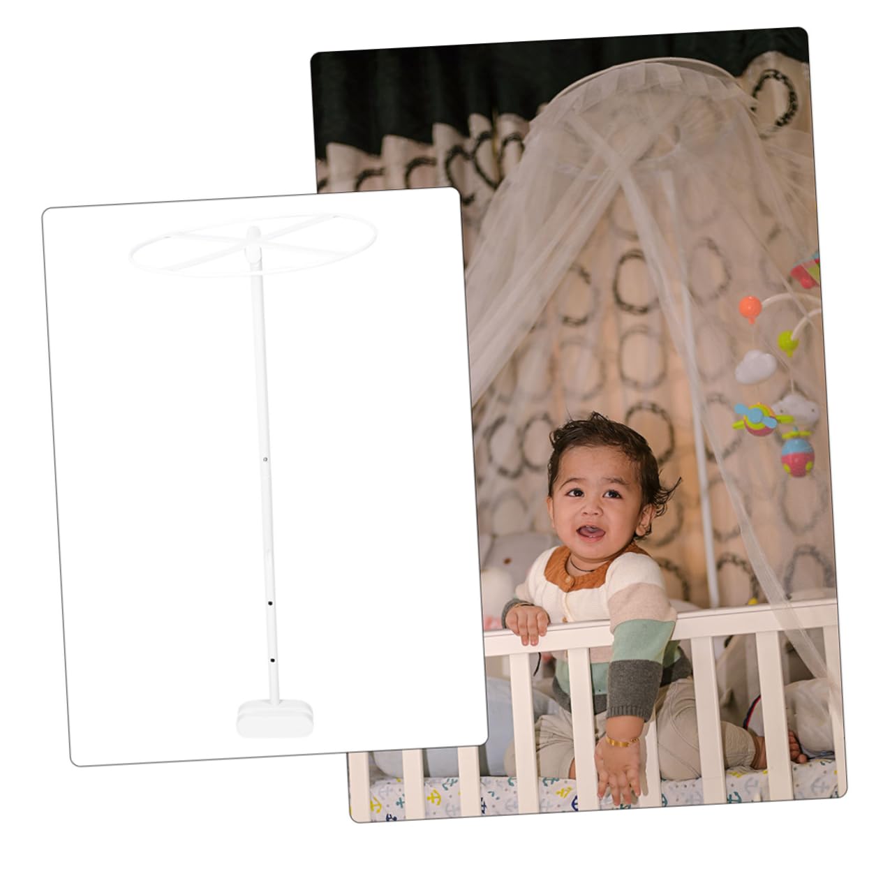 Alipis 2 Set di Staffa Porta Rete in Acciaio Bianco per Lettino di Ragazzo Ragazza, Supporto per Zanzariera Design Smontabile e Installazione Facile, Compatibile Lettino Fino a 2,4cm