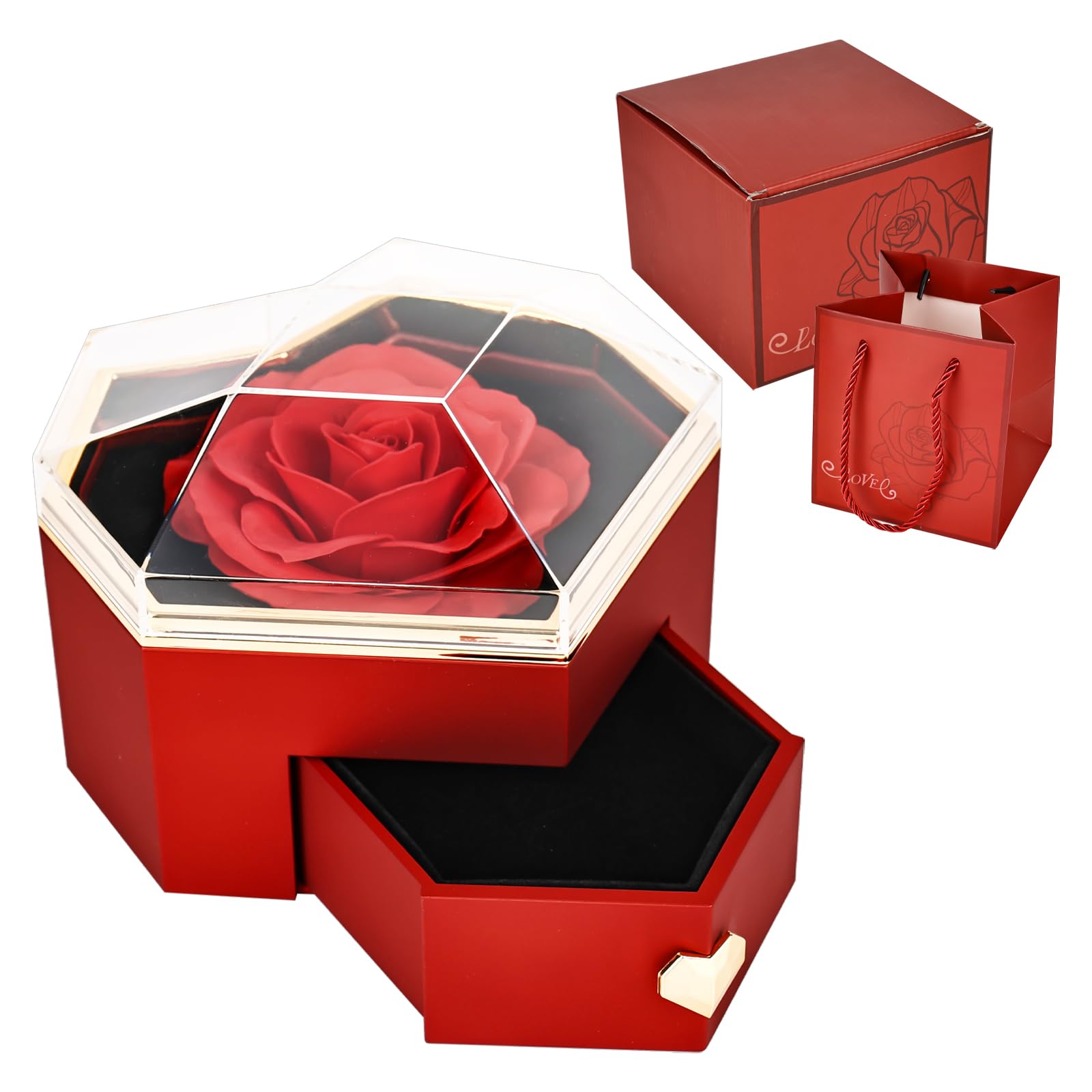 Preserved Real Rose Gift Box - Gifts for Her Mother Women Wife Girlfriend Mum Red Preserved Flowers Rose Mothers Day Birthday Anniversary
