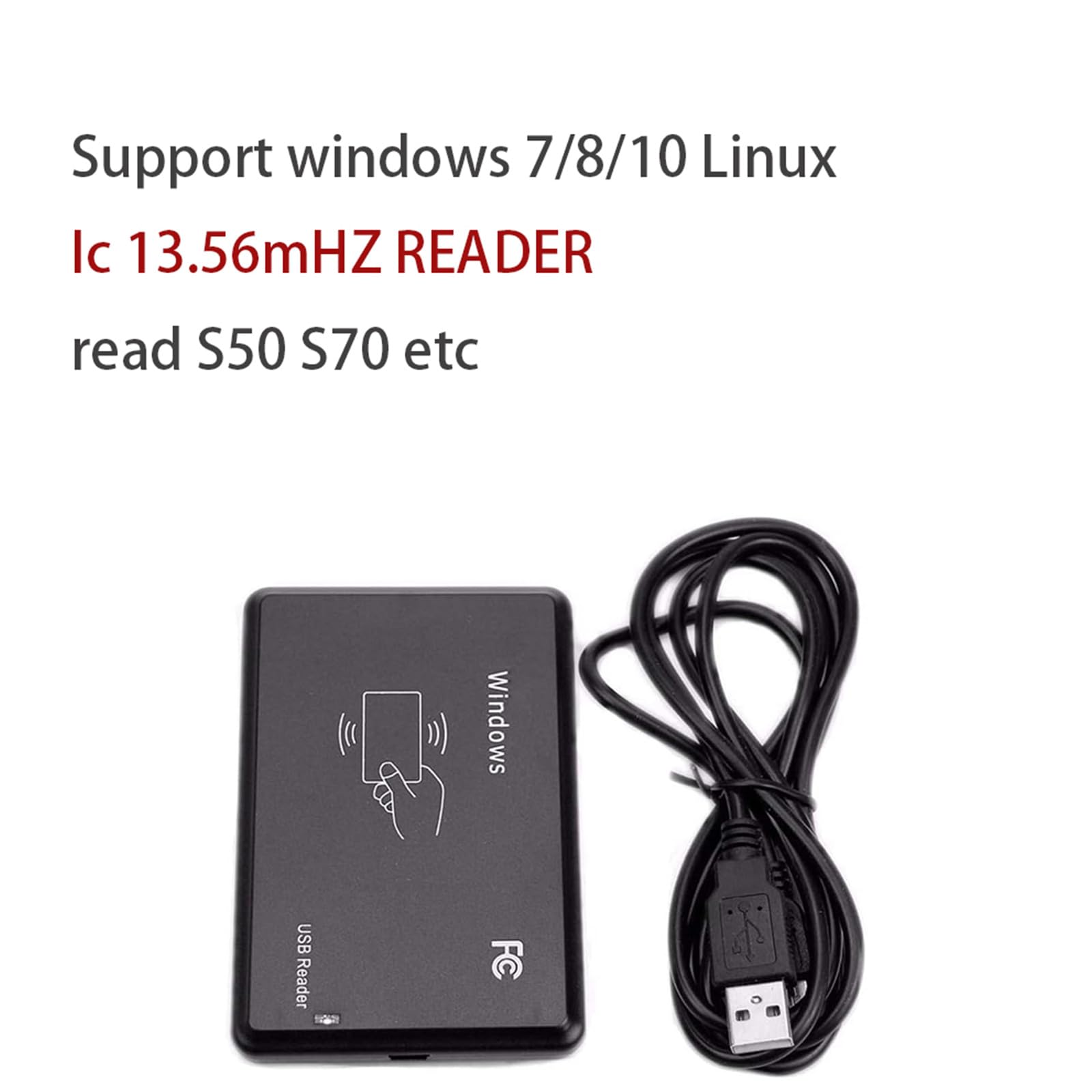 Lettore di schede, lettore NFC da 13,56 MHz e scrittore di schede IC per controllo accessi, gestione dei membri e codifica dati, programmatore USB per personale d'ufficio, tecnici e amministratori di