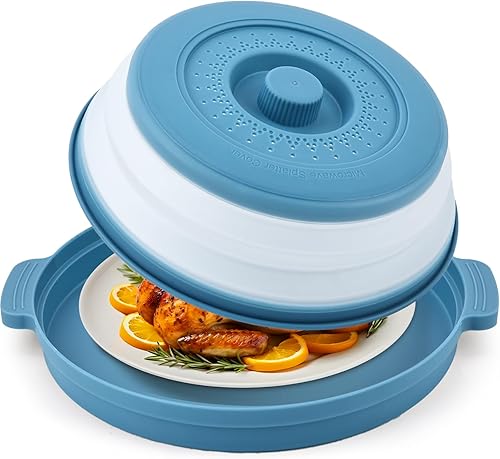 Cubierta para microondas para alimentos y base antiquemaduras, cubierta plegable grande para salpicaduras de microondas, tapa de protección