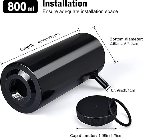 Miniatura 2 de EVIL ENERGY Tanque de desbordamiento de refrigerante, botella de desbordamiento del radiador 800ml de aluminio universal negro