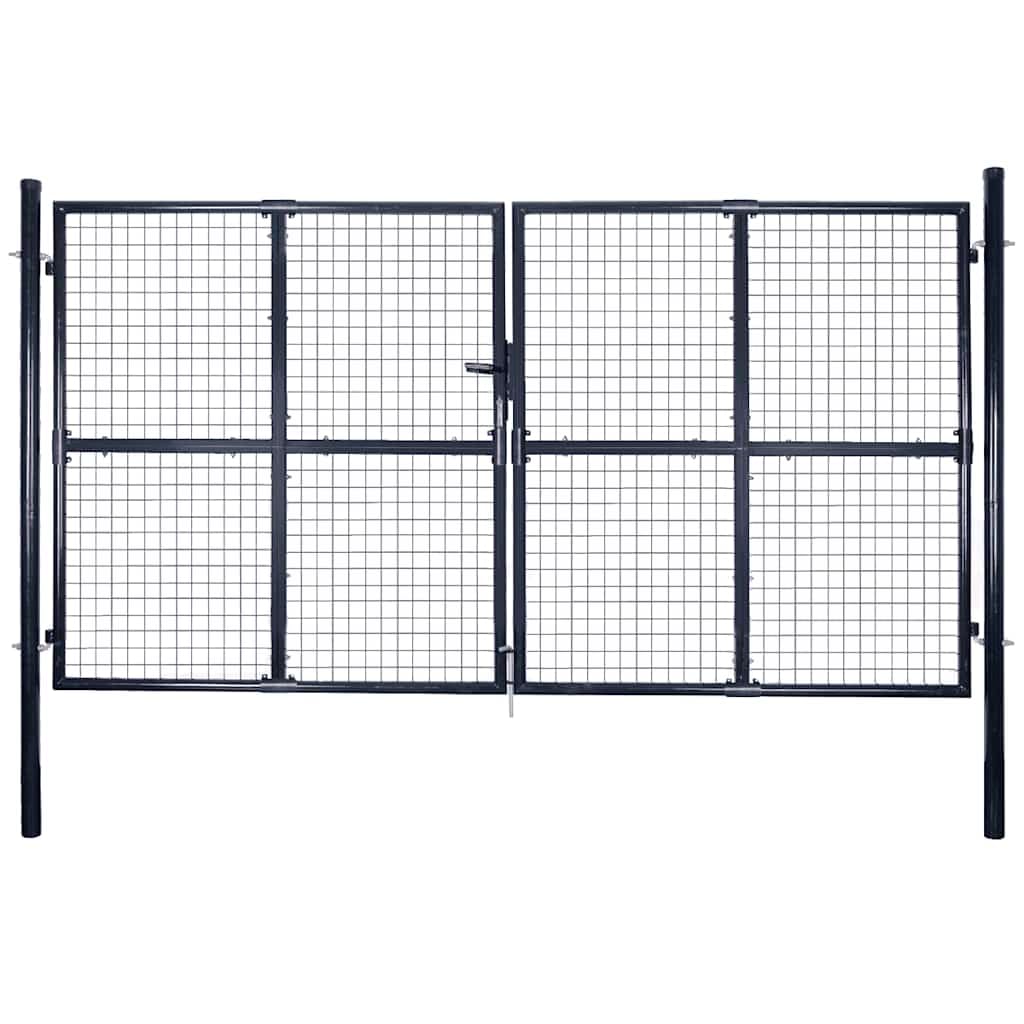 vidaXL Cancello da Giardino in Rete di Acciaio Zincato 300x200 cm Grigio