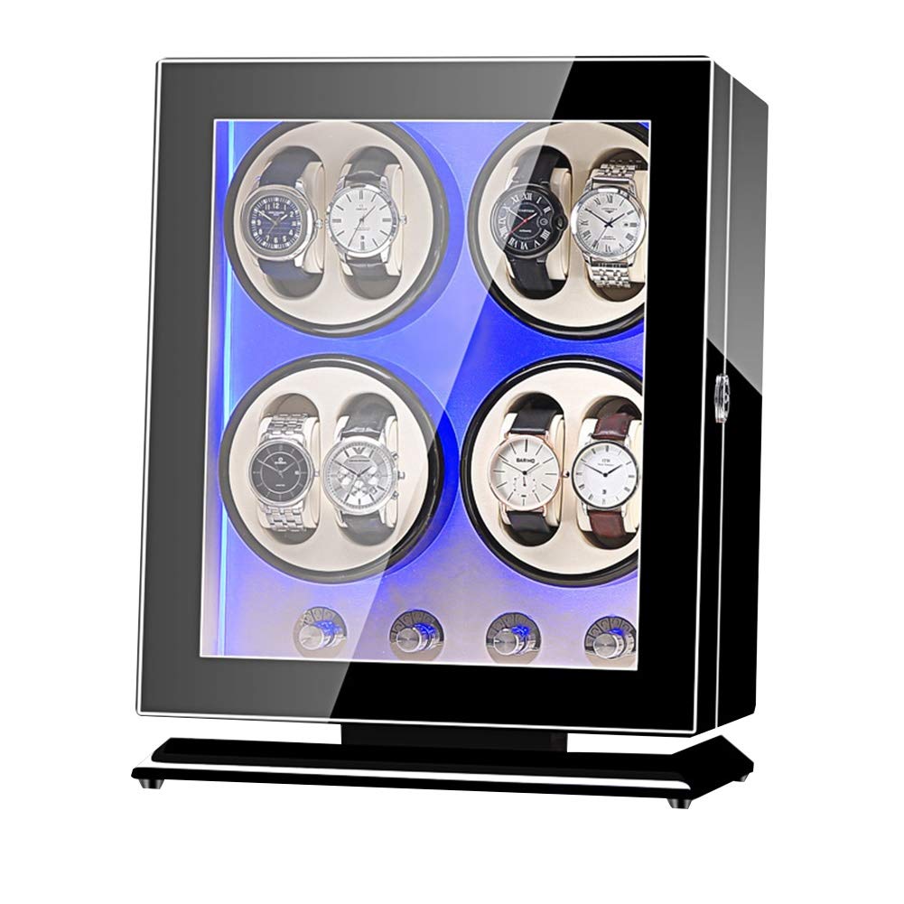 CGCSYZ Watch Winder Box 8+0,with 5 Rotation Modes,Mute Motor,Watches Rotation Storage Case Display Box For Automatic Mechanical Watches (B)