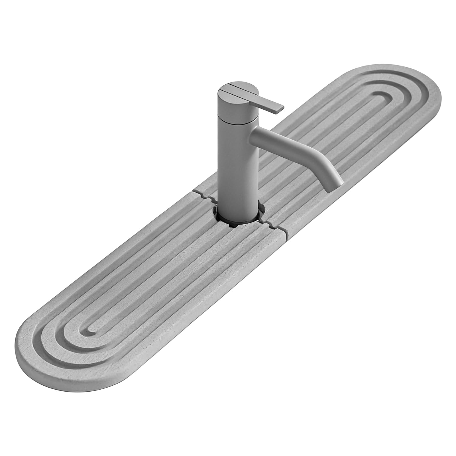 Tapis de robinet en diatomite gris de 60 cm avec plateau en pierre absorbant
