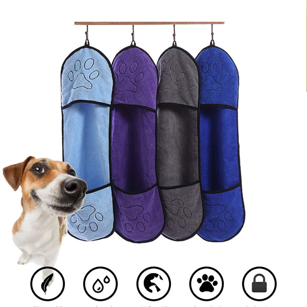Serviette pour Chien - Absorbante, Douce et Lavable, Serviette de Bain en Microfibre à Séchage Rapide pour Chiens, 65x23cm